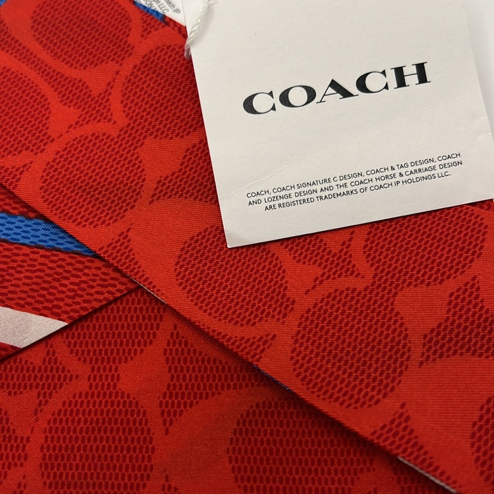 Coach NTW Red Stripe 100% Silk Scarf - Picture 3 of 7